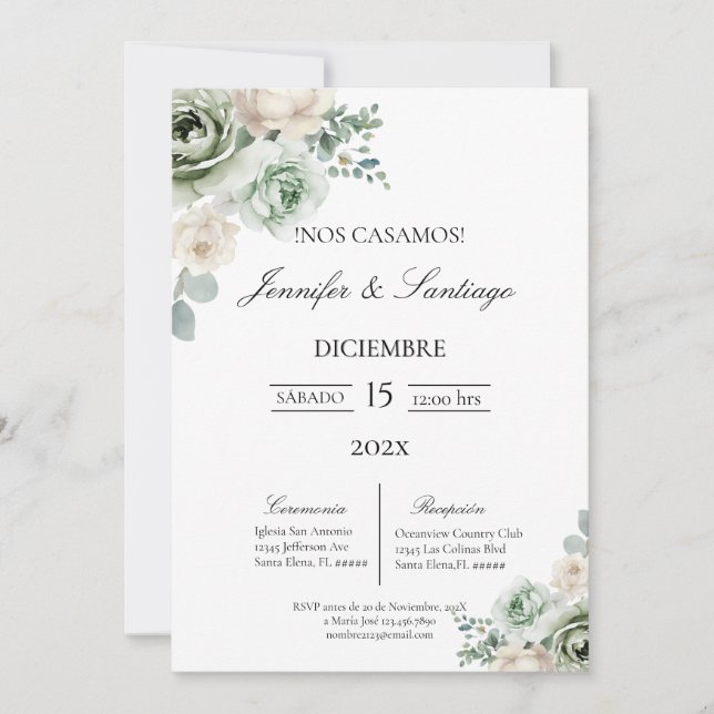 Invitación de boda tema botanica  einladung (Vorderseite)