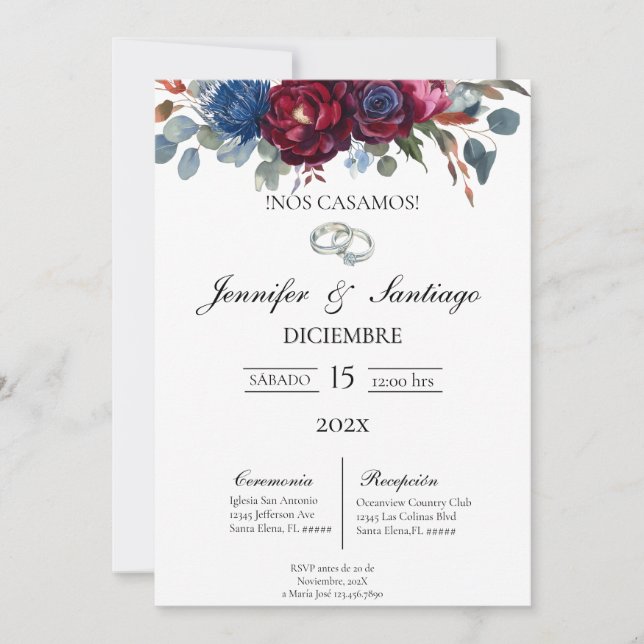 Invitación de boda tema jewel  einladung (Vorderseite)
