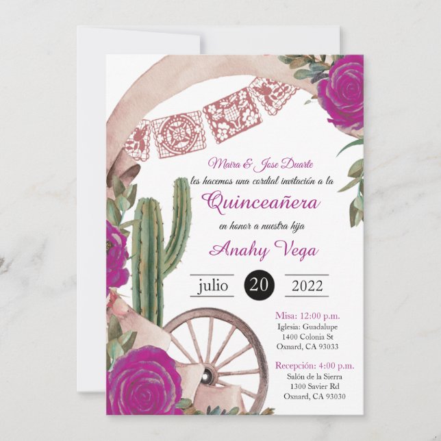 Invitación de Charro Huapango Quinceanera, Purple Einladung (Vorderseite)