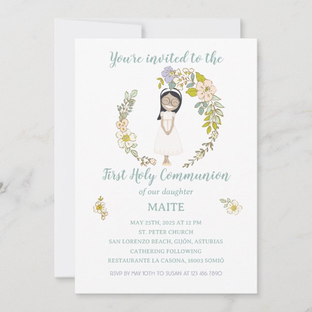 Invitación de Comunión MAITE Einladung (Vorderseite)