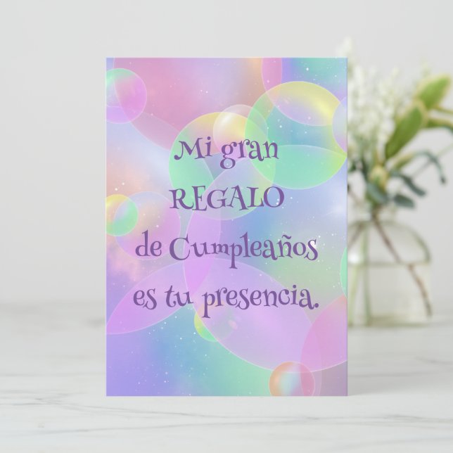 Invitación de Cumpleaños - Burbujas Einladung (Stehend Vorderseite)