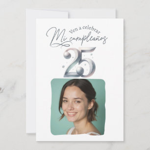 Invitación de cumpleaños de 25 años con foto einladung