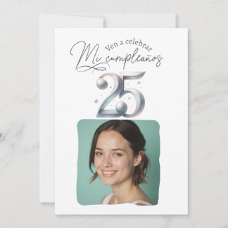 Invitación de cumpleaños de 25 años con foto einladung