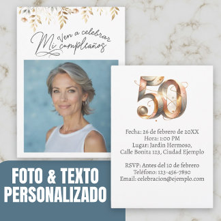 Invitación de cumpleaños de 50 años con foto einladung