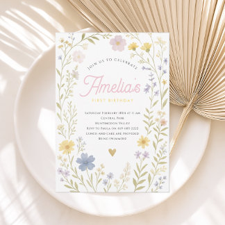 Invitación de cumpleaños de Flor Silvestre Floral  Einladung