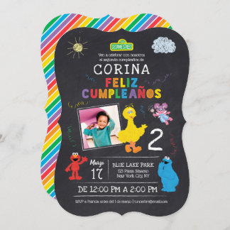Invitación de Cumpleaños de Plaza Sésamo Einladung