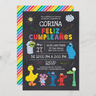 Invitación de Cumpleaños de Plaza Sésamo Einladung