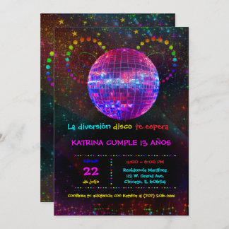 Invitación de Cumpleaños Temática Disco Para Niños Einladung