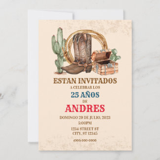 INVITACION DE CUMPLEANOS VAQUERO-FIESTA VAQUERA EINLADUNG