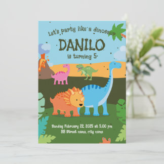 Invitación de fiesta de cumpleaños Dinosaurios Einladung
