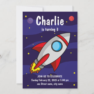 Invitación de fiesta de cumpleaños Nave Espacial Einladung
