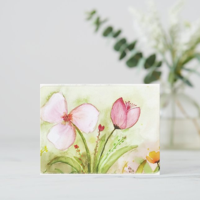 invitacion de Flores Postkarte (Stehend Vorderseite)