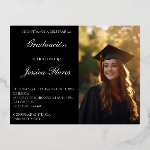 Invitación de graduación con foto folie einladungspostkarte