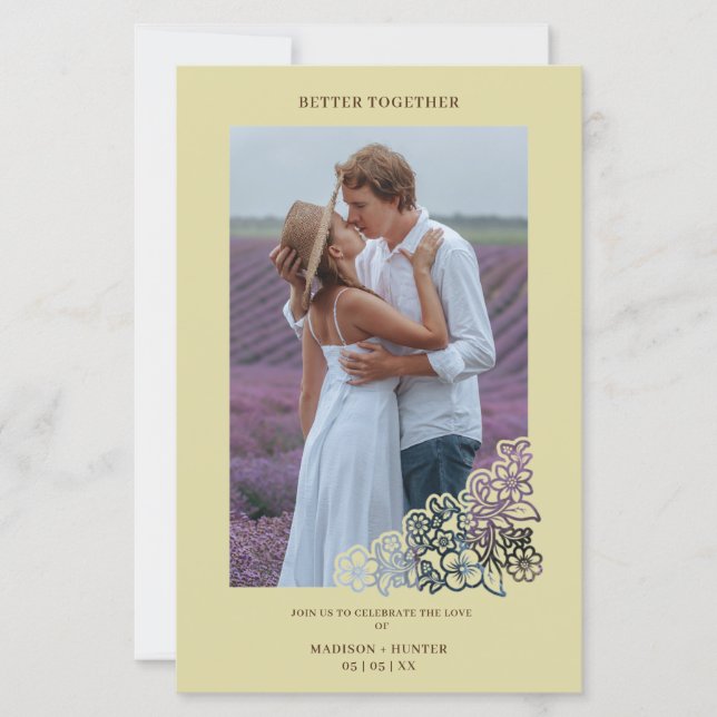 Invitación de marco botánico para Boda fotográfico (Vorderseite)