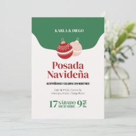 Invitación de Posada Navideña con Esferas Einladung