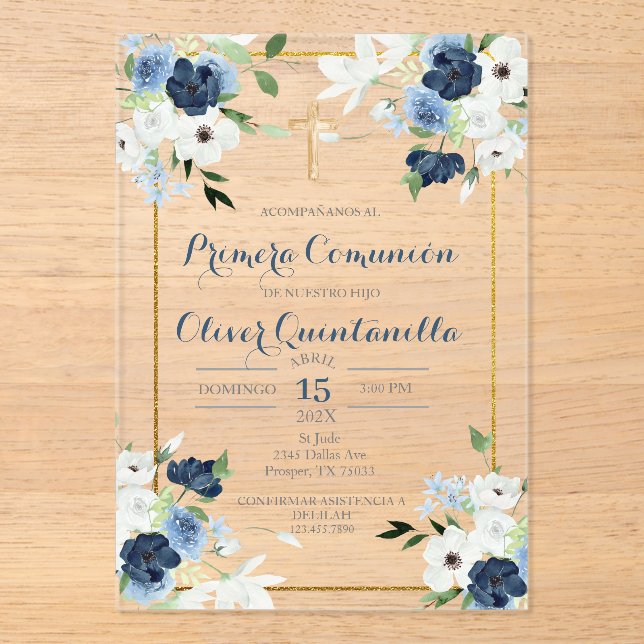 Invitación de primera comunión para niño acryleinladungen (Vorderseite)