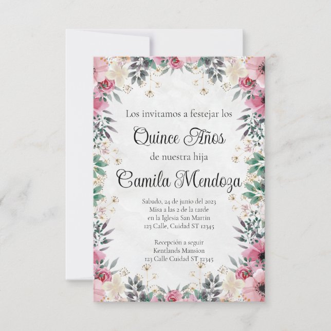 Invitación de Quinceñera/Einladung/Hochzeit Einladung (Vorderseite)