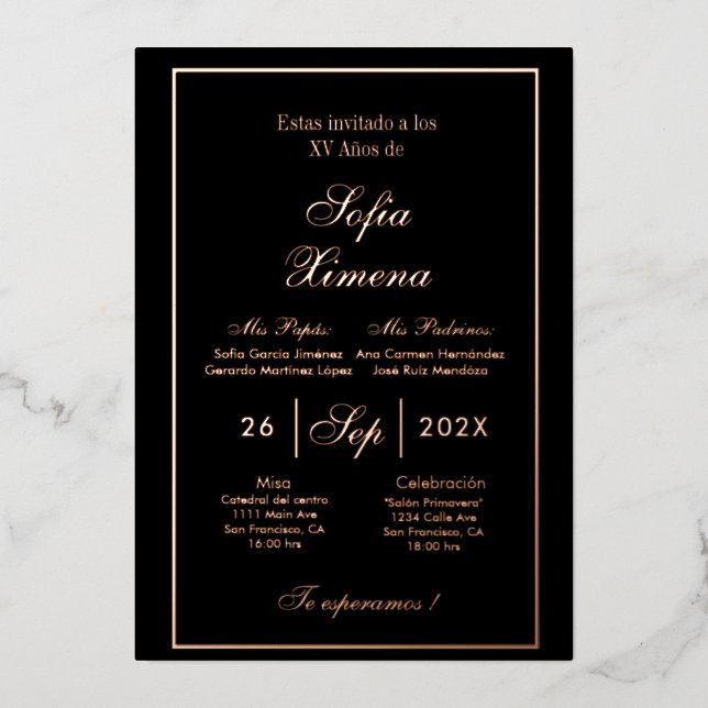 Invitación de quinceñera folieneinladung (Vorderseite)