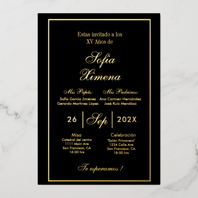 Invitación de quinceñera folieneinladung (Vorderseite)