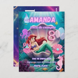 invitacion de Sirena Ariel brillante Postkarte