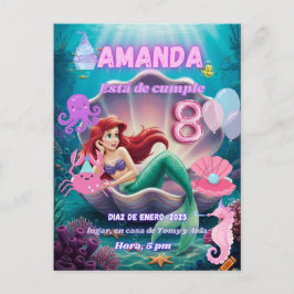 invitacion de Sirena Ariel brillante Postkarte