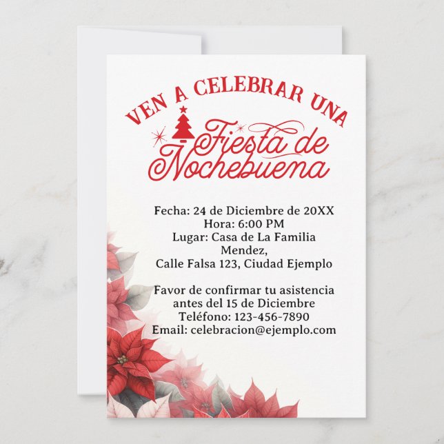 Invitación en Español Fiesta de Nochebuena Spanisc Einladung (Vorderseite)