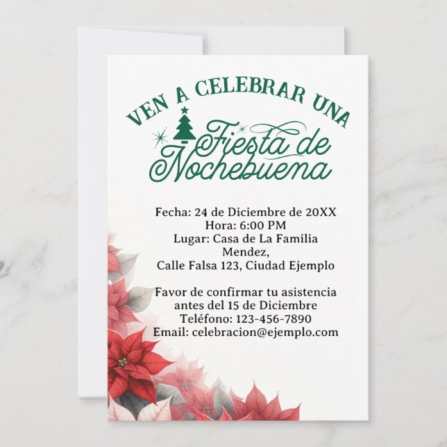 Invitación en Español Fiesta de Nochebuena Spanisc Einladung (Vorderseite)