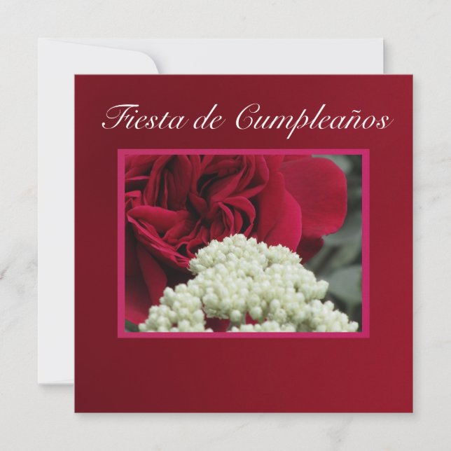 Invitación - Fiesta de Cumpleaños - Rosa roja Einladung (Vorderseite)
