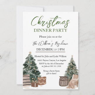 Invitación Fiesta en Casa de Navidad Minimalista Einladung