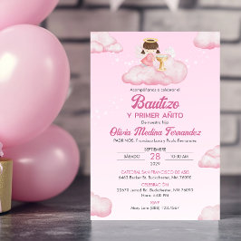 Invitacion Girl Angel Baptism and First Birthday Einladung