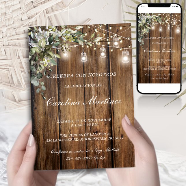 Invitacion Jubilacion Rustica Luces | Printable Einladung (Von Creator hochgeladen)