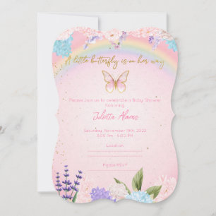 Invitación Mariposas, Arcoiris y Flores Einladung