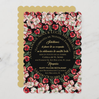 Invitación Matrimonio/Boda Floral Rosa-Rubor Negro Einladung