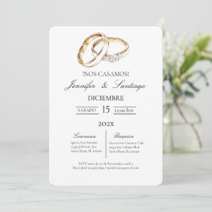 Invitación minimalista con anillo para boda einladung