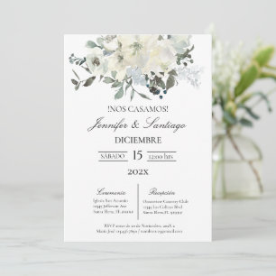 Invitación minimalista con flor blanca para boda einladung