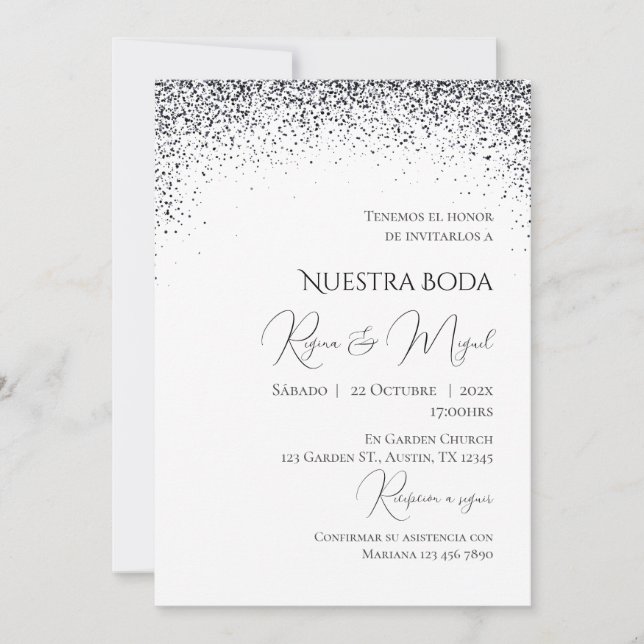 Invitación Minimalistic Spanish Wedding Invitation Einladung (Vorderseite)