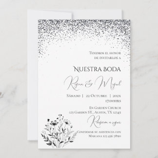 Invitación Minimalistic Spanish Wedding Invitation Einladung