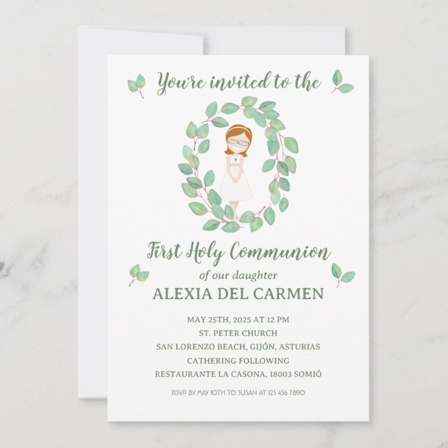 Invitación modelo Alexia Primera Comunión Einladung (Vorderseite)