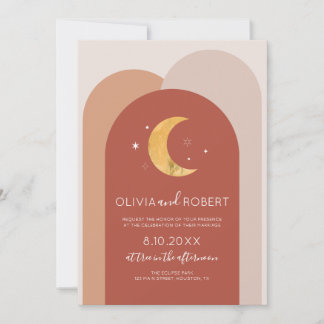 Invitación Modern Boho Moon Wedding Invitation Einladung