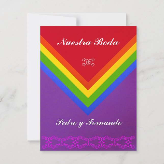 Invitación - Nuestra Boda - Bandera del arcoiris Einladung (Vorderseite)