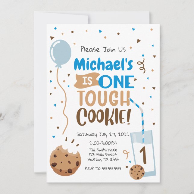 Invitación One Tough Cookie Erster Geburtstag Einladung (Vorderseite)
