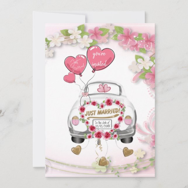 Invitación para boda con coche de novios einladung (Vorderseite)