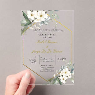 Invitación para boda de oro acryleinladungen