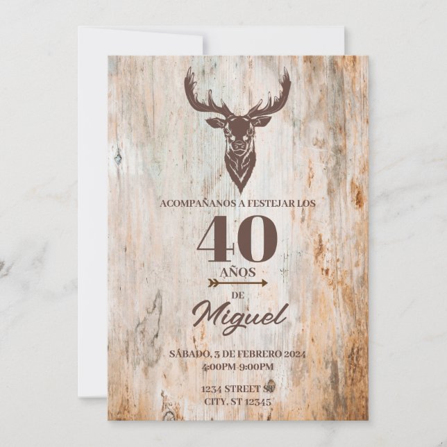 INVITACION PARK CUMPLEANOS DE HOMBRE TEMA CAZAR EINLADUNG (Vorderseite)