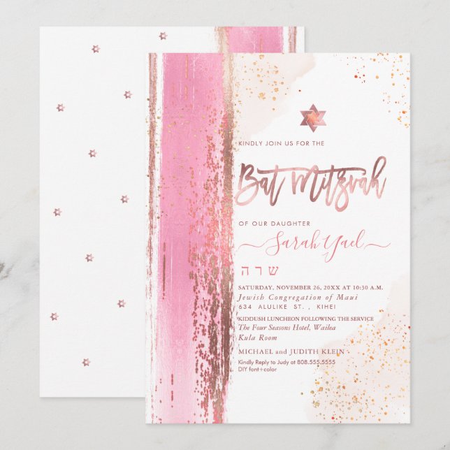 Invitación PixDezines Modern Abstract Tallit Bat M Einladung (Vorne/Hinten)