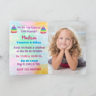 Invitación Pop It Niña Einladung