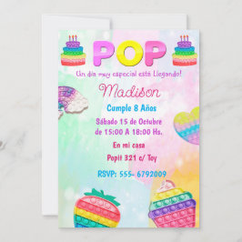 Invitación Pop It Niña Einladung