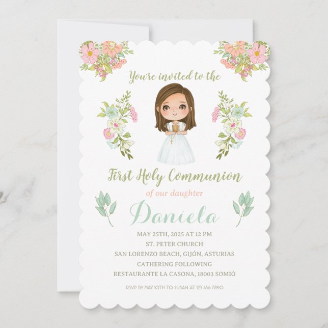 Invitación Primera Comunión DANIELA Einladung (Vorderseite)