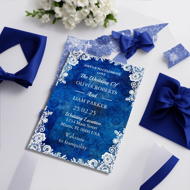 Invitación Royal Blue Ocean Wedding Einladung mit (Von Creator hochgeladen)