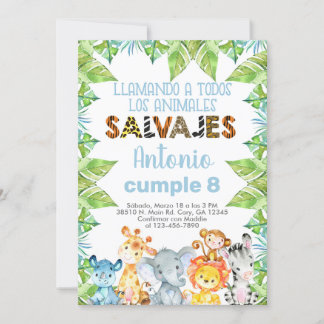 Invitación Safari Tiere, Niño, Junge, Dschungel. Einladung